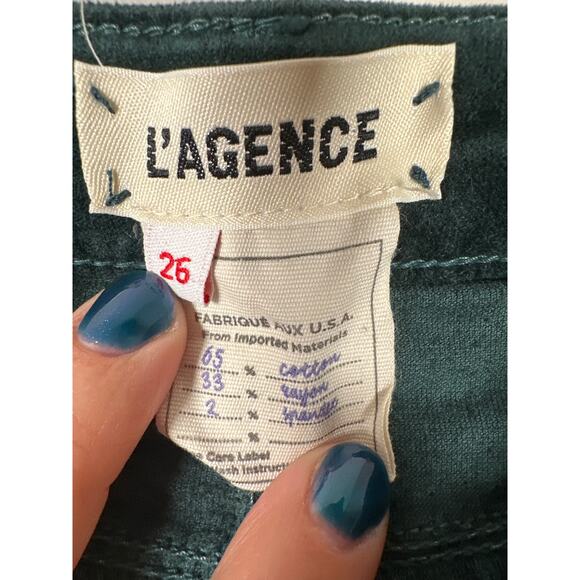 L'Agence Piper Skinny High Rise Womens Size 26 Evergreen Green Velvet - Picture 8 of 10